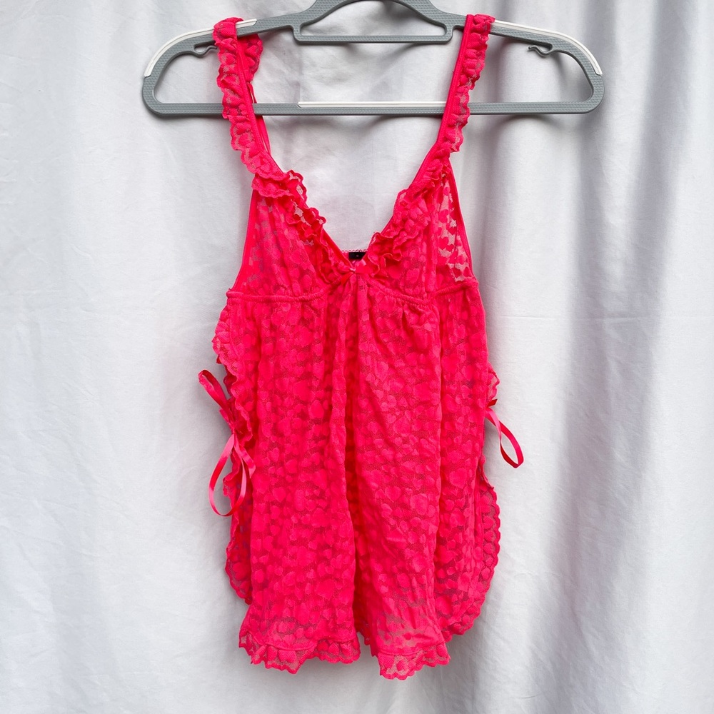Victoria’s Secret “The Lacie” Red Chemise with ribbon tie sides